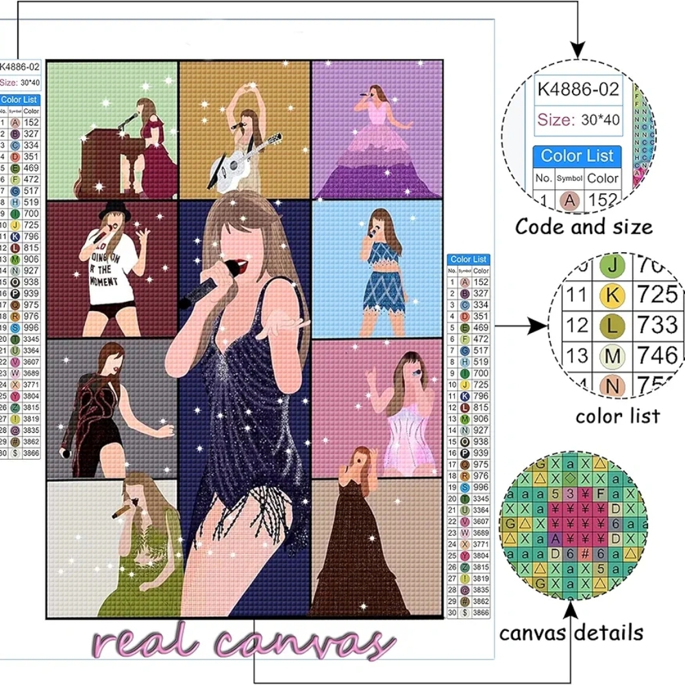 NEW TAYLOR SWIFT Colourful Pop Art Diamond Craft Making Canvas (Without Frame)